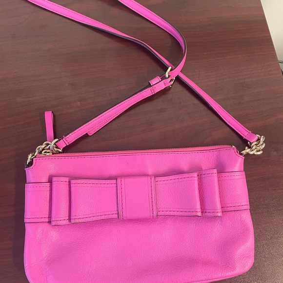 Kate Spade Leather Pink Bow Shoulder Bag Goldtone Hardware - Picture 1 of 6